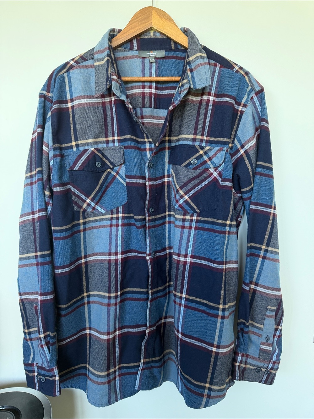 Men's Casual Blue Plaid Button-Down Shirt - Long Sleeve
